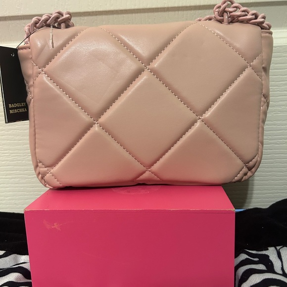 Blush pink quilted Badgley Mischka small studded bag - Picture 5 of 5